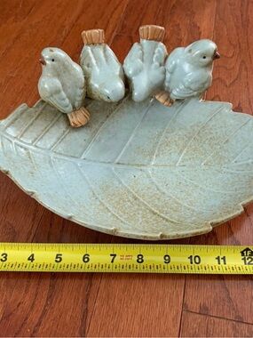 Vintage Ceramic Bird & Leaf Trinket Dish – Nature-Themed Decor